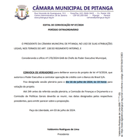 Edital de Convocação - 07/2024 - Sessão Extraordinária
